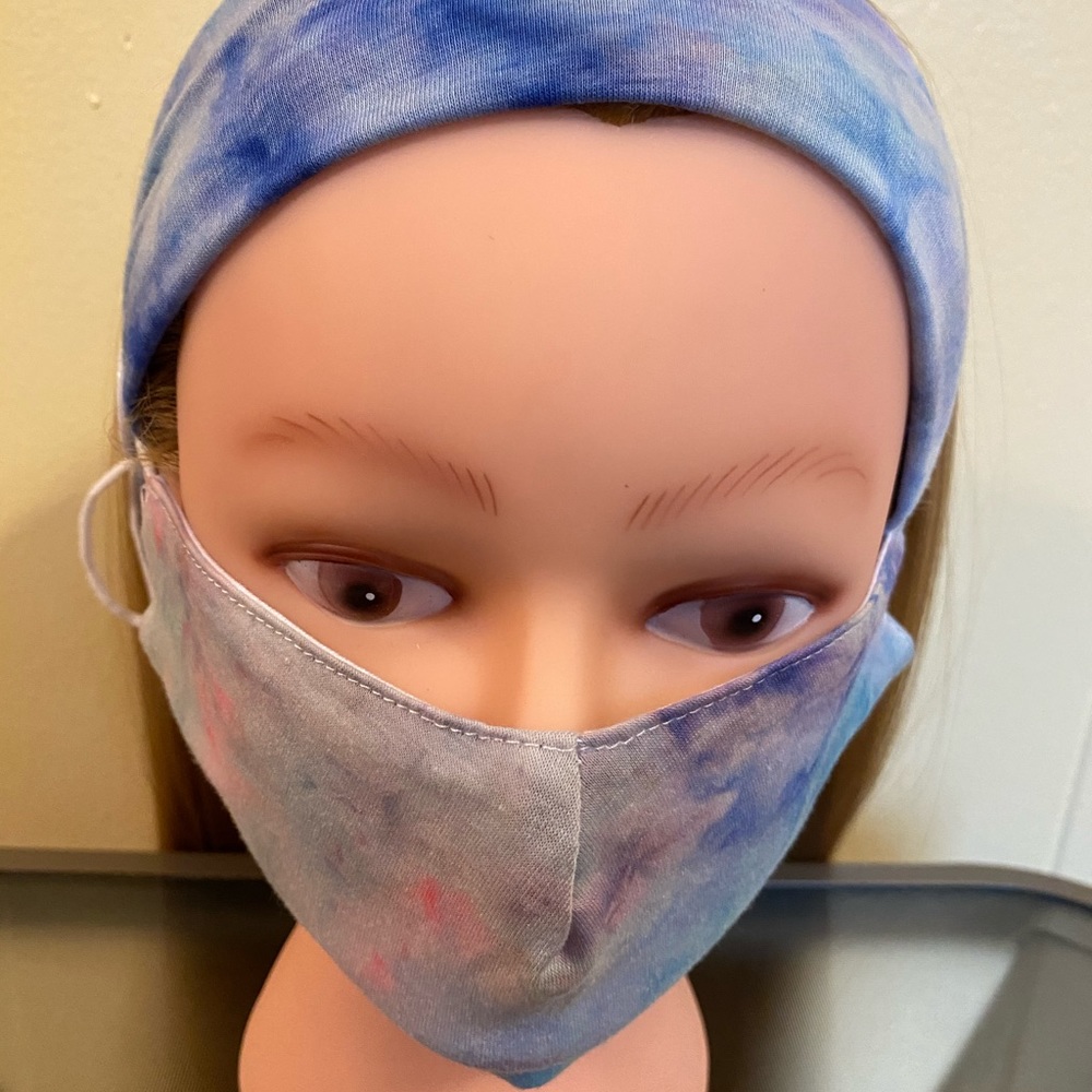 Blue Acid Wash Head-Wrap Face Madk